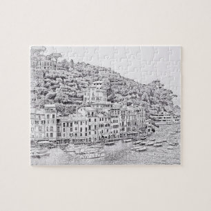 Puzzle Portofino en blanco y negro - 8x10 - 110 pc