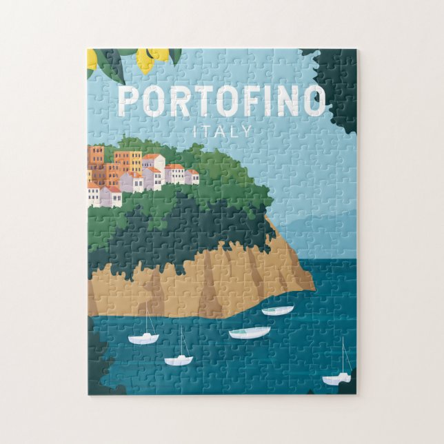 Puzzle Portofino Italia Retro Viaje Arte Vintage (Vertical)