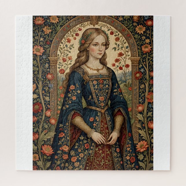 Puzzle Portrait Dame au jardin moyen-âge renaissance (Vertical)