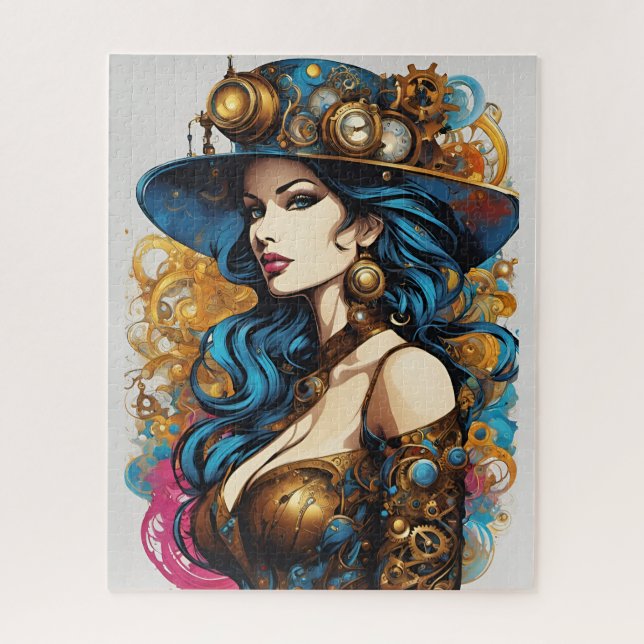 Puzzle Portrait de femme, style steampunk (Vertical)