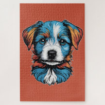 Portrait d'un petit chien bleu