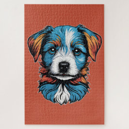 Puzzle Portrait d'un petit chien bleu