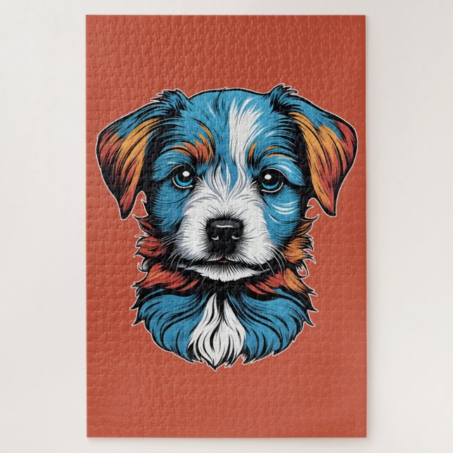 Puzzle Portrait d'un petit chien bleu (Vertical)