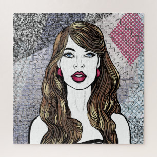 Puzzle Portrait d'une fille aux longs cheveux bruns