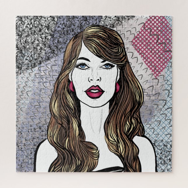 Puzzle Portrait d'une fille aux longs cheveux bruns (Vertical)