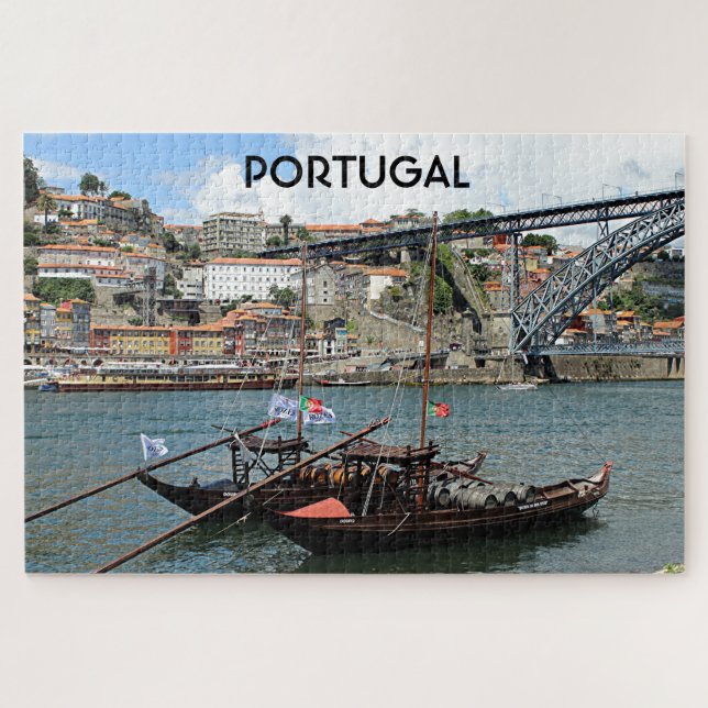 Puzzle Portugal: Barcos de cañón de vino, Oporto (Horizontal)