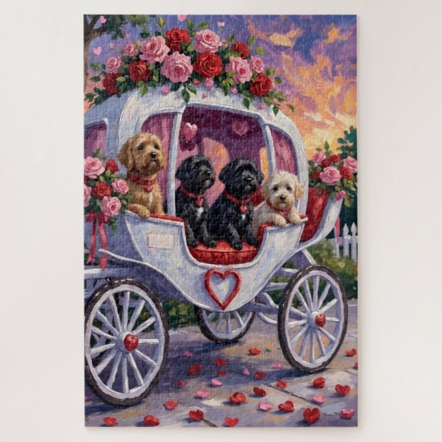 Puzzle Portuguese Water Dog Valentine's Day (Vertical)
