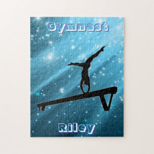 Puzzle Pose de gimnasta azul brillante