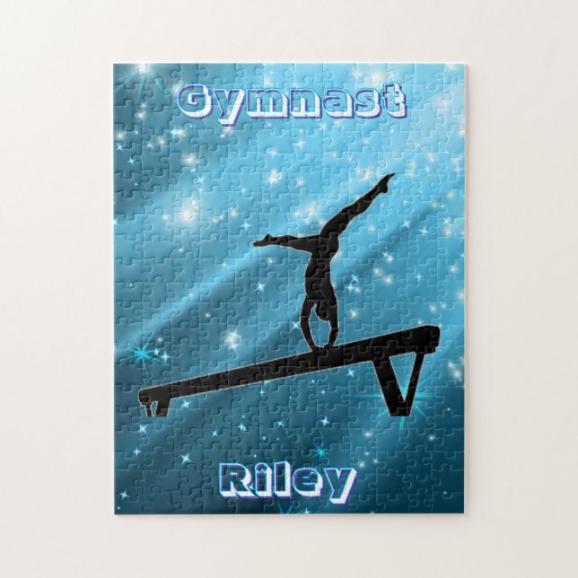 Puzzle Pose de gimnasta azul brillante (Vertical)