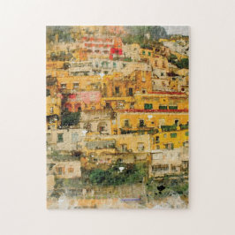 Puzzle positano italia mediterranea acuarela