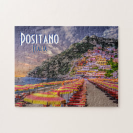 Puzzle Positano Italia Viaje de la tipografía retro