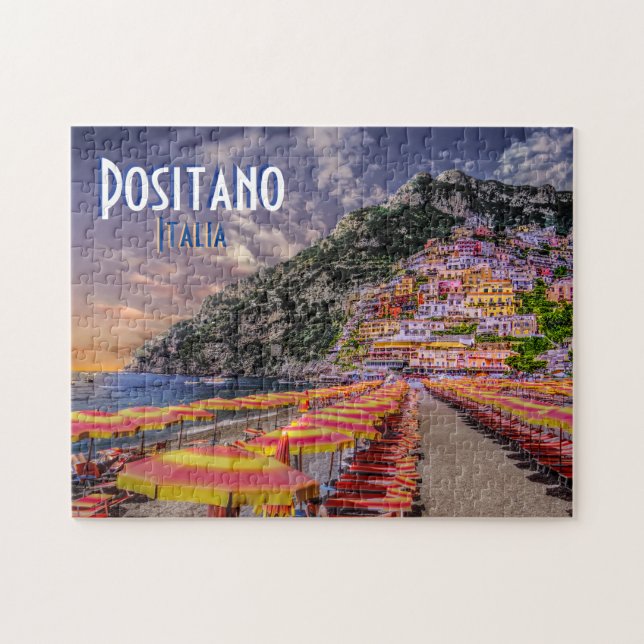 Puzzle Positano Italia Viaje de la tipografía retro (Horizontal)
