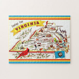 Puzzle Postal de mapa de Virginia