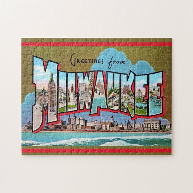 Puzzle Postal de Milwaukee de Vintage (Horizontal)