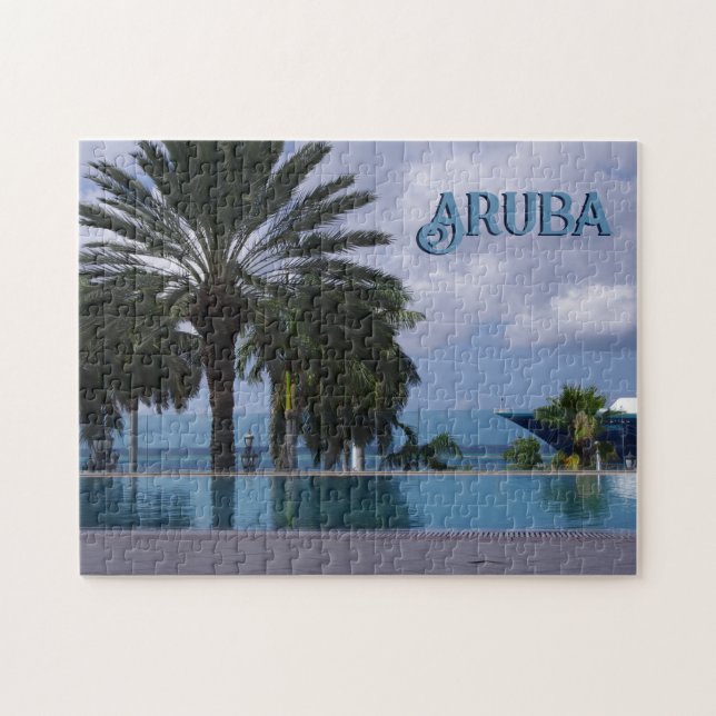 Puzzle Postal de Palmtree de la escena de crucero de Arub (Horizontal)