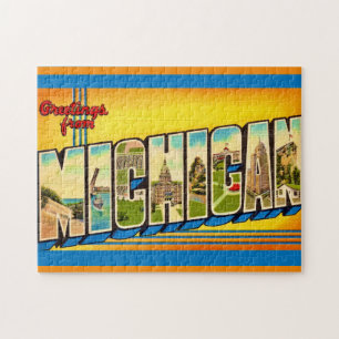 Puzzle Postal de saludos de Michigan