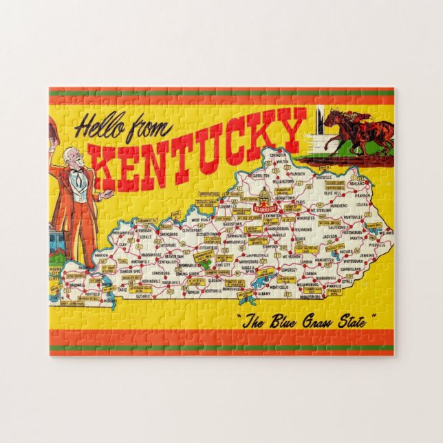 Puzzle Postal del mapa de Kentucky Vintage (Horizontal)
