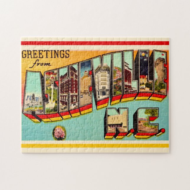 Puzzle Postal NC de Asheville vintage (Horizontal)