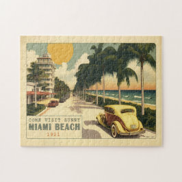 Puzzle Postales de Miami Beach Ocean Drive de la Retro de