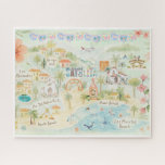Puzzle Postales de viaje de acuarela | Sayulita México<br><div class="desc">Una pieza de arte perfecta para todo aquel que ame Sayulita, México. Con acuarela ilustra el mapa de todos los puntos de referencia favoritos. Añada la redacción de su personalizado a este diseño utilizando los cuadros "Editar esta plantilla de diseño" en el lado derecho del elemento o haga clic en...</div>