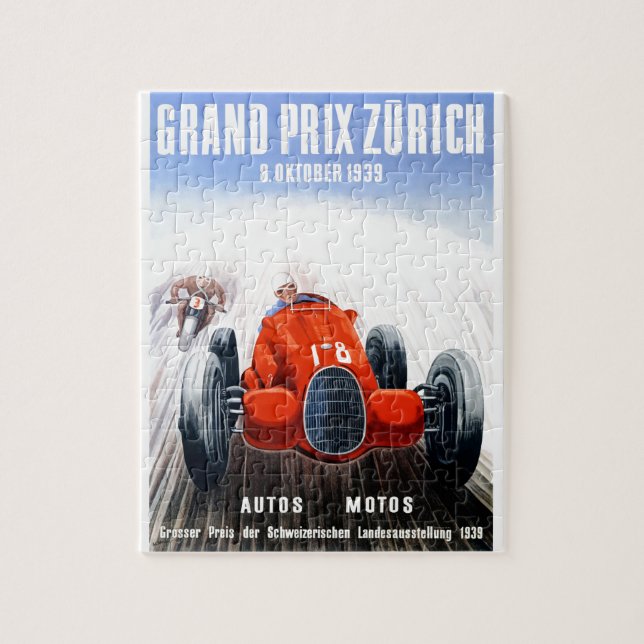 Puzzle Poster 1939 de las Carreras de Zurich Grand Prix (Vertical)