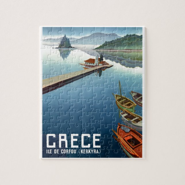 Puzzle Poster 1949 del viaje de Corfú Grecia (Vertical)