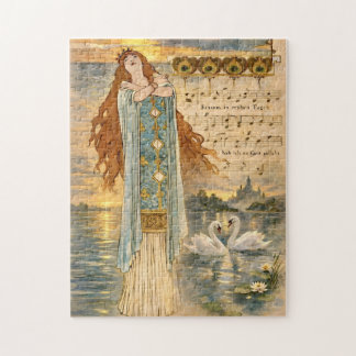 Puzzle Póster Art Nouveau Elsa Lohengrin con cisnes