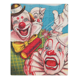 Puzzle Poster Circus Mostrando Rostros De Payaso Y Cracke