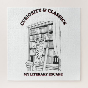 Puzzle Póster de arte estético de bibliotecario de gato 