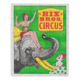 Puzzle Poster De Circo Mostrando A Una Mujer Un Elefante