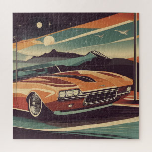 Puzzle Póster de coche clásico retro vintage