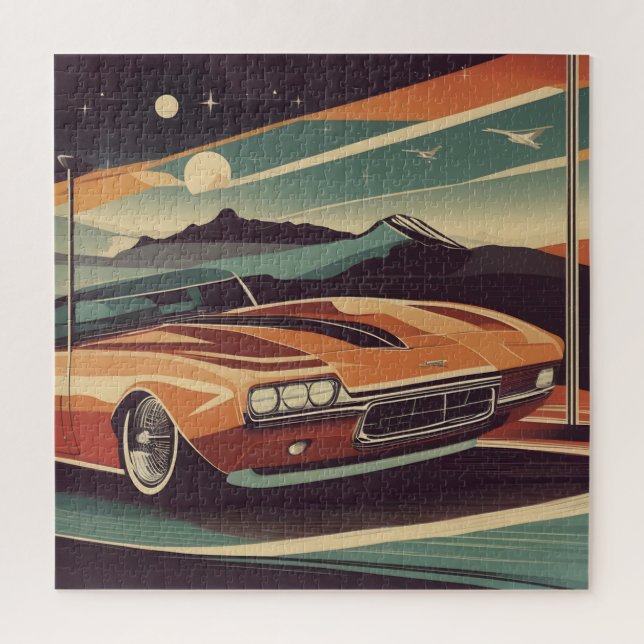 Puzzle Póster de coche clásico retro vintage (Vertical)