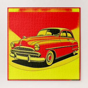 Puzzle Póster de coche retro clásico