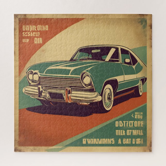 Puzzle Poster de coches retro (Vertical)
