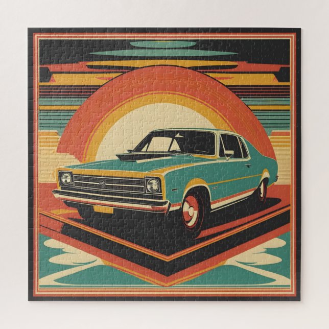 Puzzle Poster de coches retro (Vertical)