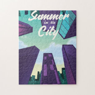 Puzzle Póster de dibujos animados del paisaje urbano de V