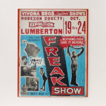 Póster de espectáculo de fenómenos vintage rompeca