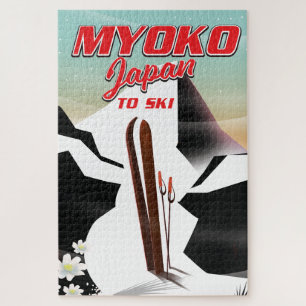 Puzzle poster de esquí de myoko japan