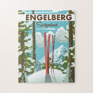 Puzzle Poster de esquí Engelberg Suiza