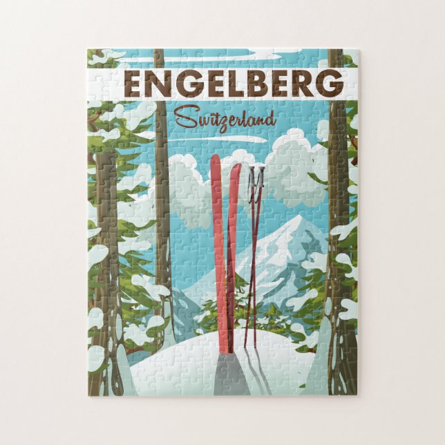 Puzzle Poster de esquí Engelberg Suiza (Vertical)