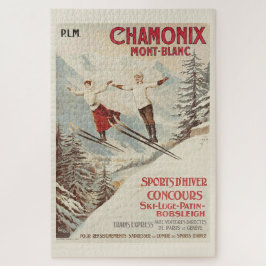 Puzzle Poster de esquí francés Chamonix Mont Blanc Vintag