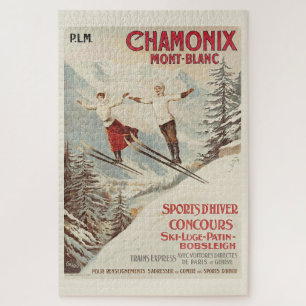 Puzzle Poster de esquí francés Chamonix Mont Blanc Vintag