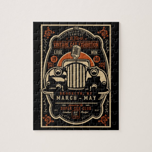 Puzzle Poster de exposición de coches de época (Vertical)