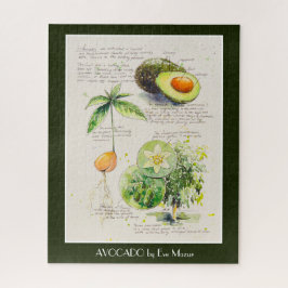 Puzzle POSTER de ilustracion botánico de aguacate con pin