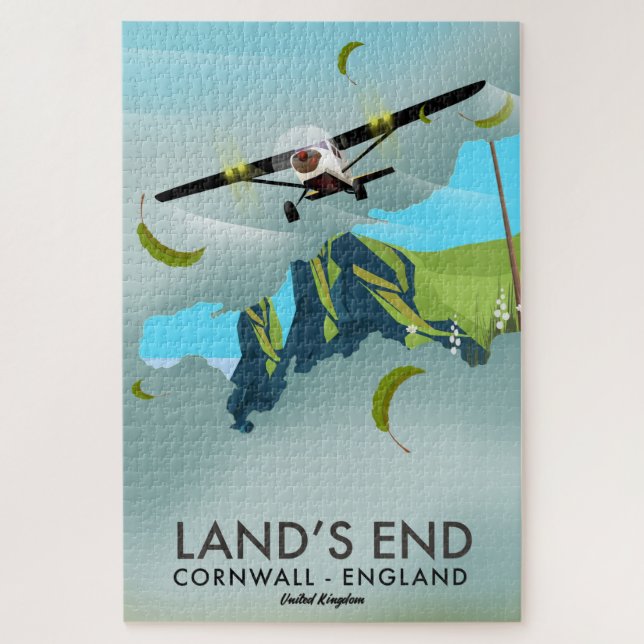 Puzzle Póster de mapa de viaje de Land's End Cornwall (Vertical)
