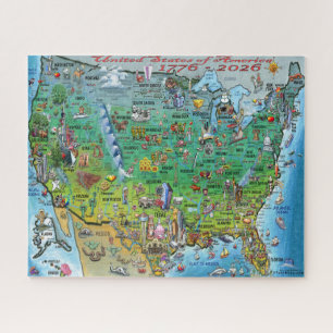 Puzzle Póster de mapa divertido de Estados Unidos de Amér