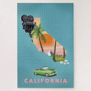 Puzzle Póster de mapa ilustrado de California