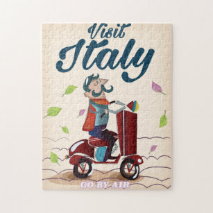 Puzzle Poster de moto personalizado retro italiano.