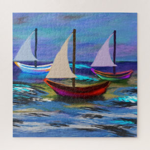 Puzzle Poster de tapicería de los barcos colgantes del ma