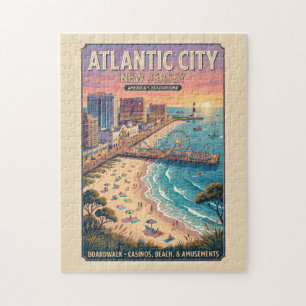 Puzzle Póster de viaje a Atlantic City, Nueva Jersey
